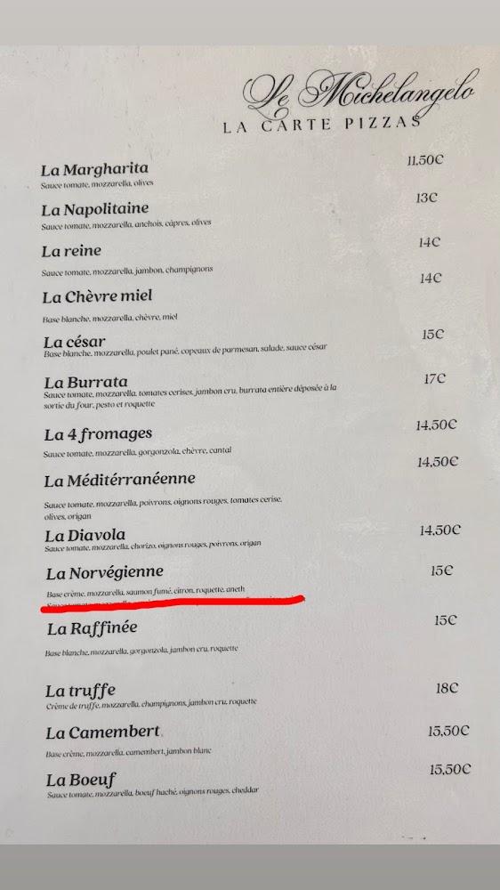 Le Michelangelo - Menu Image 1